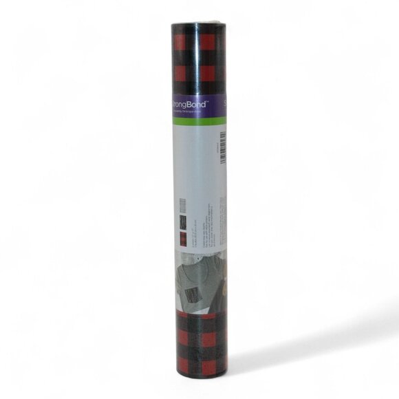 Cricut StrongBond Patterned Iron-On Vinyl Roll Red & Black Buffalo Plaid 12" X 1 - Picture 2 of 5